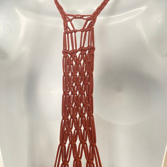Aerie Dark Orange Rusty Brown Crochet Back One Piece Swim Suit Sz S - Picture 6 of 12
